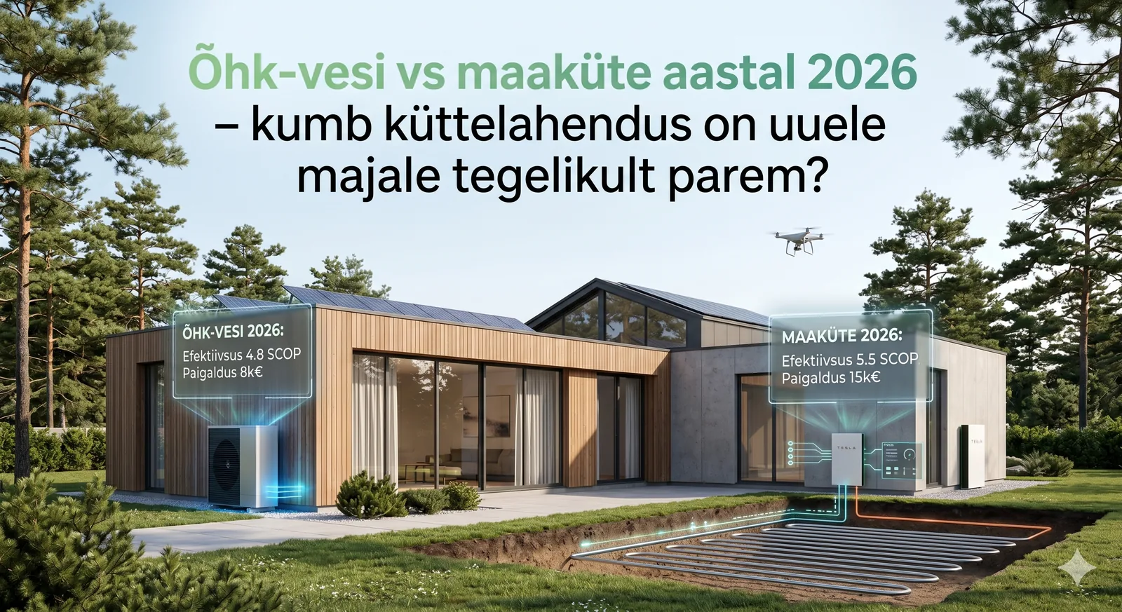 Õhk-vesi vs maaküte aastal 2026 – kumb küttelahendus on uuele majale tegelikult parem?